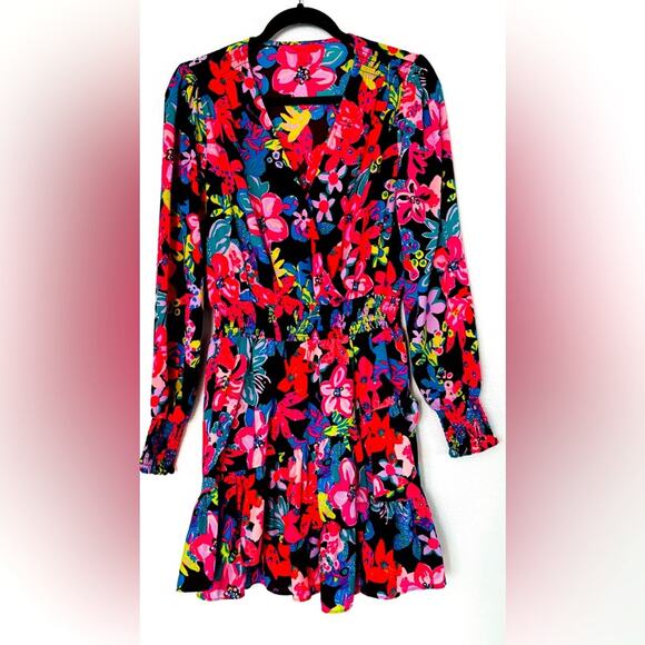LILLY PULITZER PINK FLORAL RUFFLE DRESS 6  BARBIECORE COTTAGECORE - Picture 1 of 6